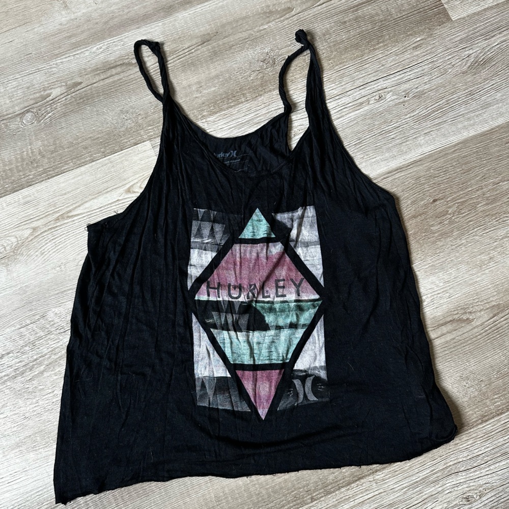 Hurley Black Printed Loose Fitting Tank. Size S